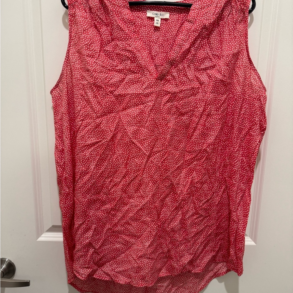 Como Blu Red Polka Dot Sleeveless Blouse